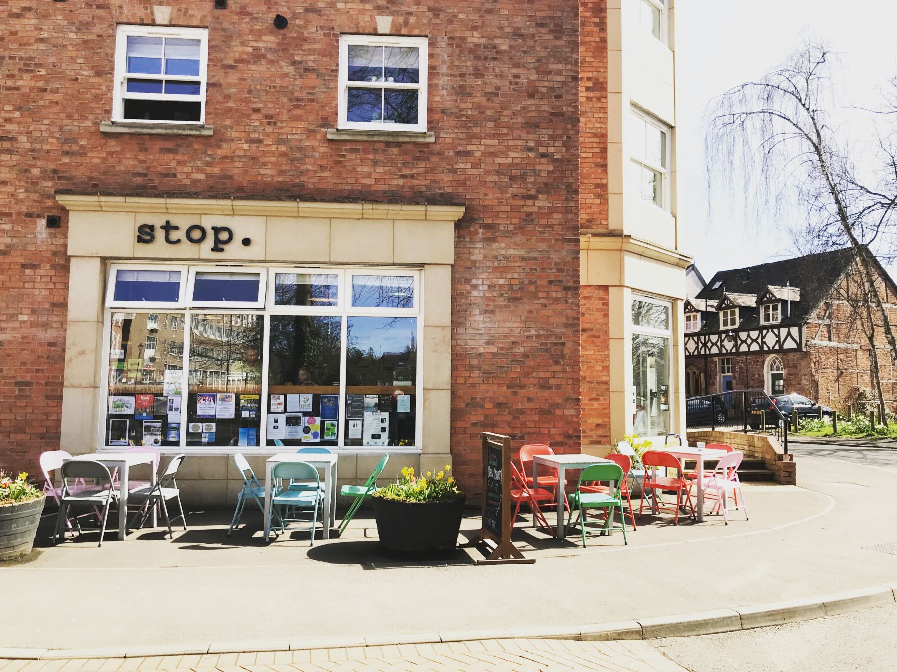 The official stop. coffee shop frontage at St Julian’s Friars in Shrewsbury